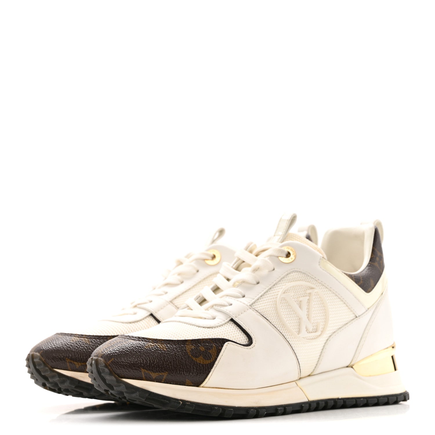 Louis Vuitton Calfskin Monogram Run Away Sneakers 37 White