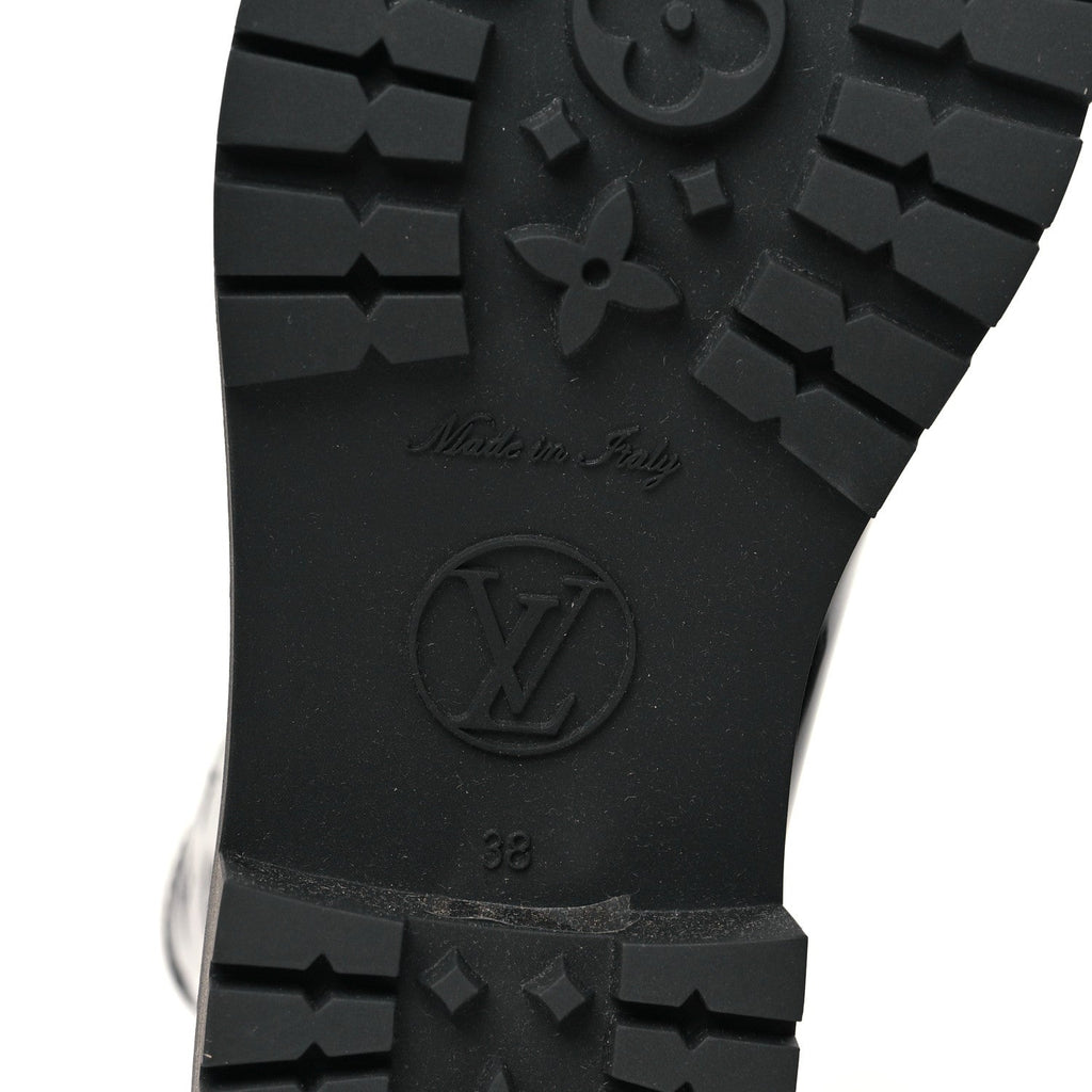 Louis Vuitton Rubber Embossed Monogram Splash Rain Short Boots 38 Black