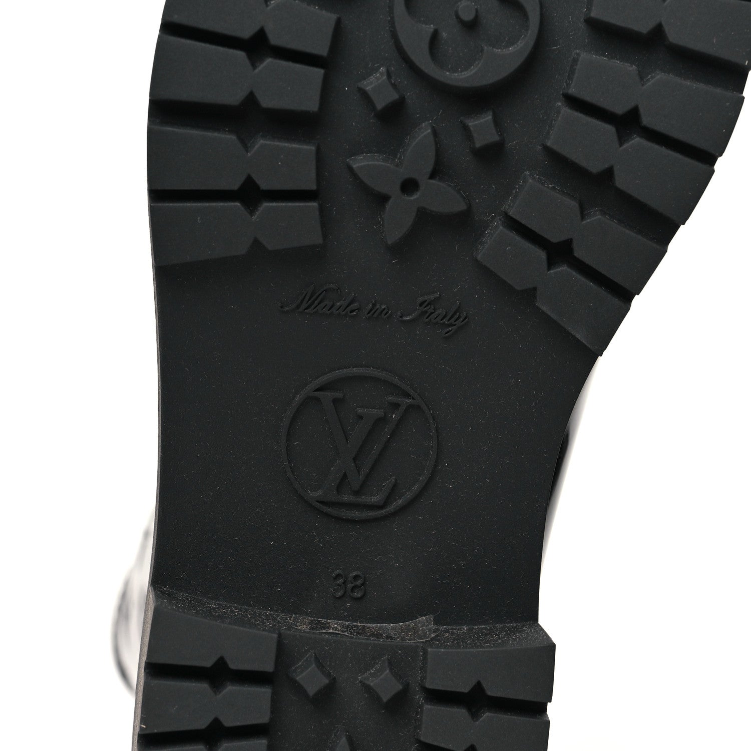 Louis Vuitton Rubber Embossed Monogram Splash Rain Short Boots 38 Black