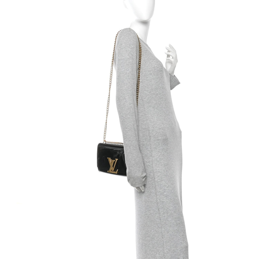 Louis Vuitton Patent Chain Louise MM Black