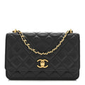 Chanel Shiny Lambskin Quilted Dynasty Wallet On Chain WOC Black