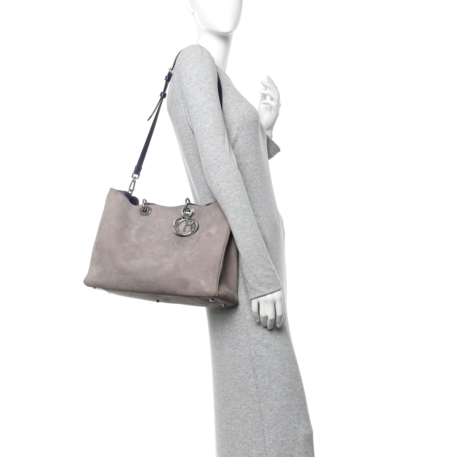 Christian Dior Suede Large Diorissimo Tote Purple