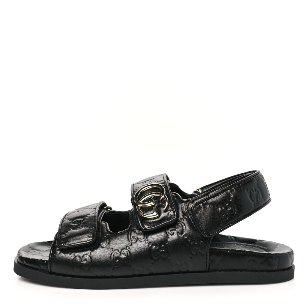Gucci Guccissima GG Embossed Womens Sandals 36.5 Black