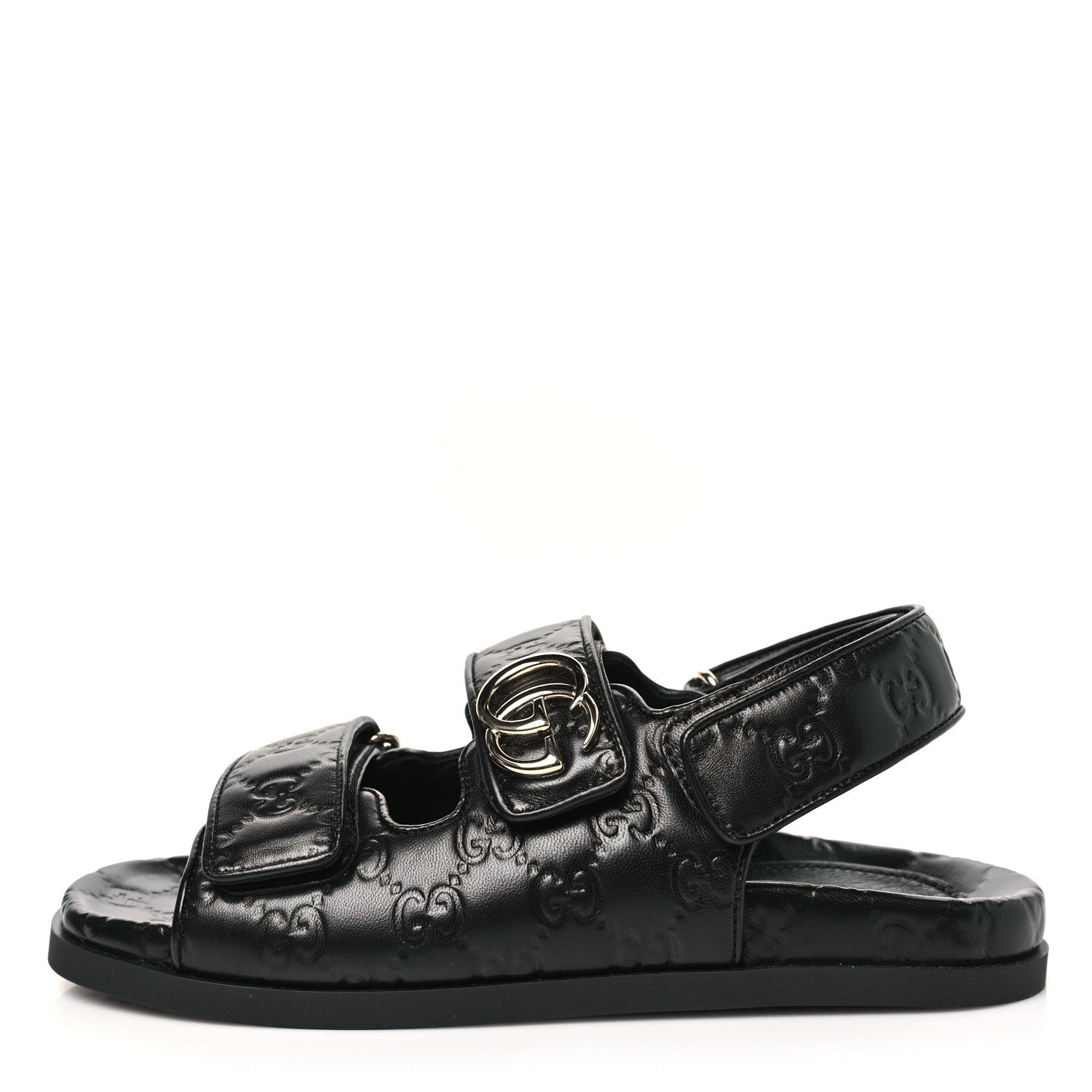 Gucci Guccissima GG Embossed Womens Sandals 36.5 Black