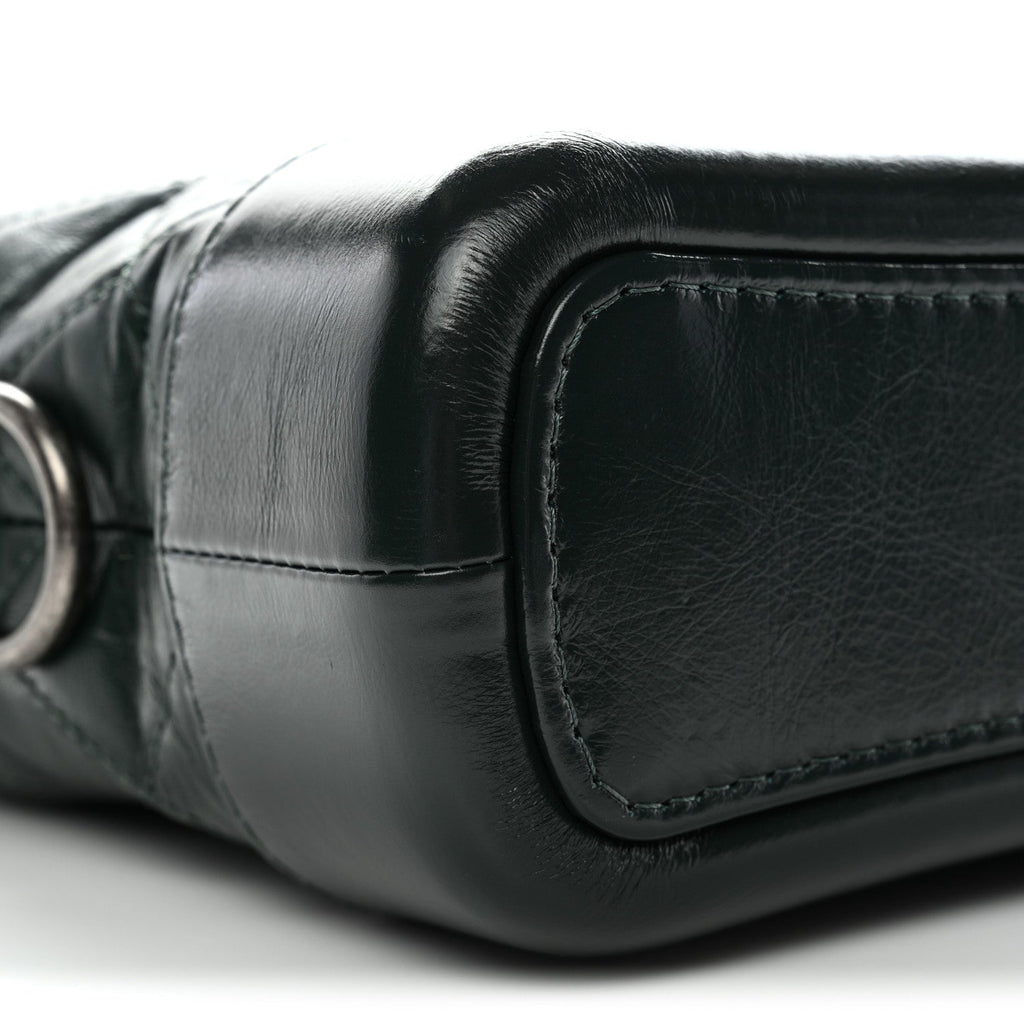 Chanel Aged Calfskin Quilted Small Gabrielle Hobo Dark Green