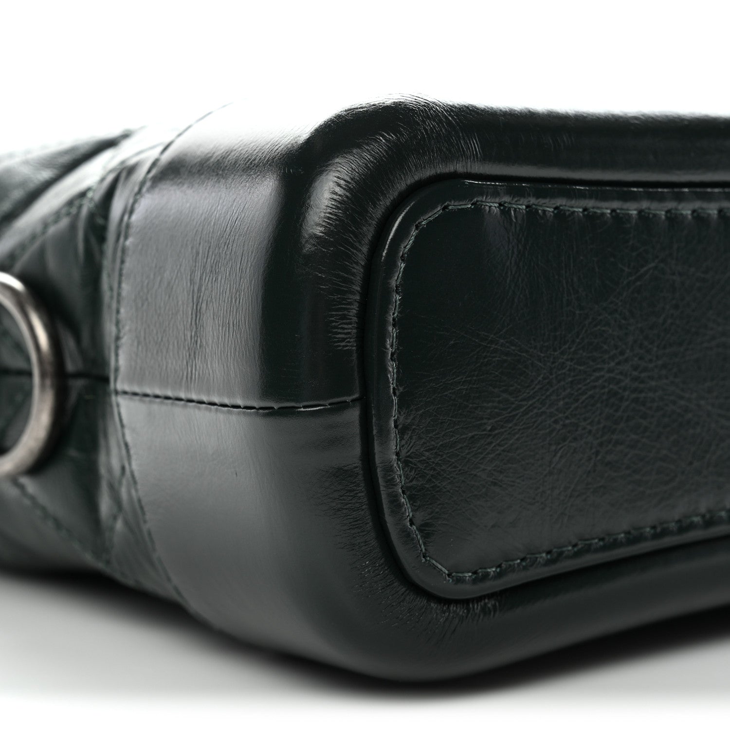 Chanel Aged Calfskin Quilted Small Gabrielle Hobo Dark Green