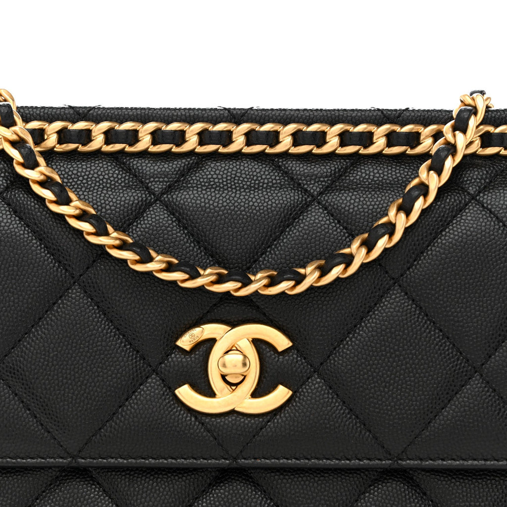 Chanel Caviar Quilted Small Chain Frame Flap Black