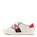 Gucci Calfskin Ayers Web Blind for Love Embroidered Womens Ace Sneakers 40.5 White
