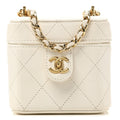 Chanel Lambskin Quilted Vanity Clutch With Chain White