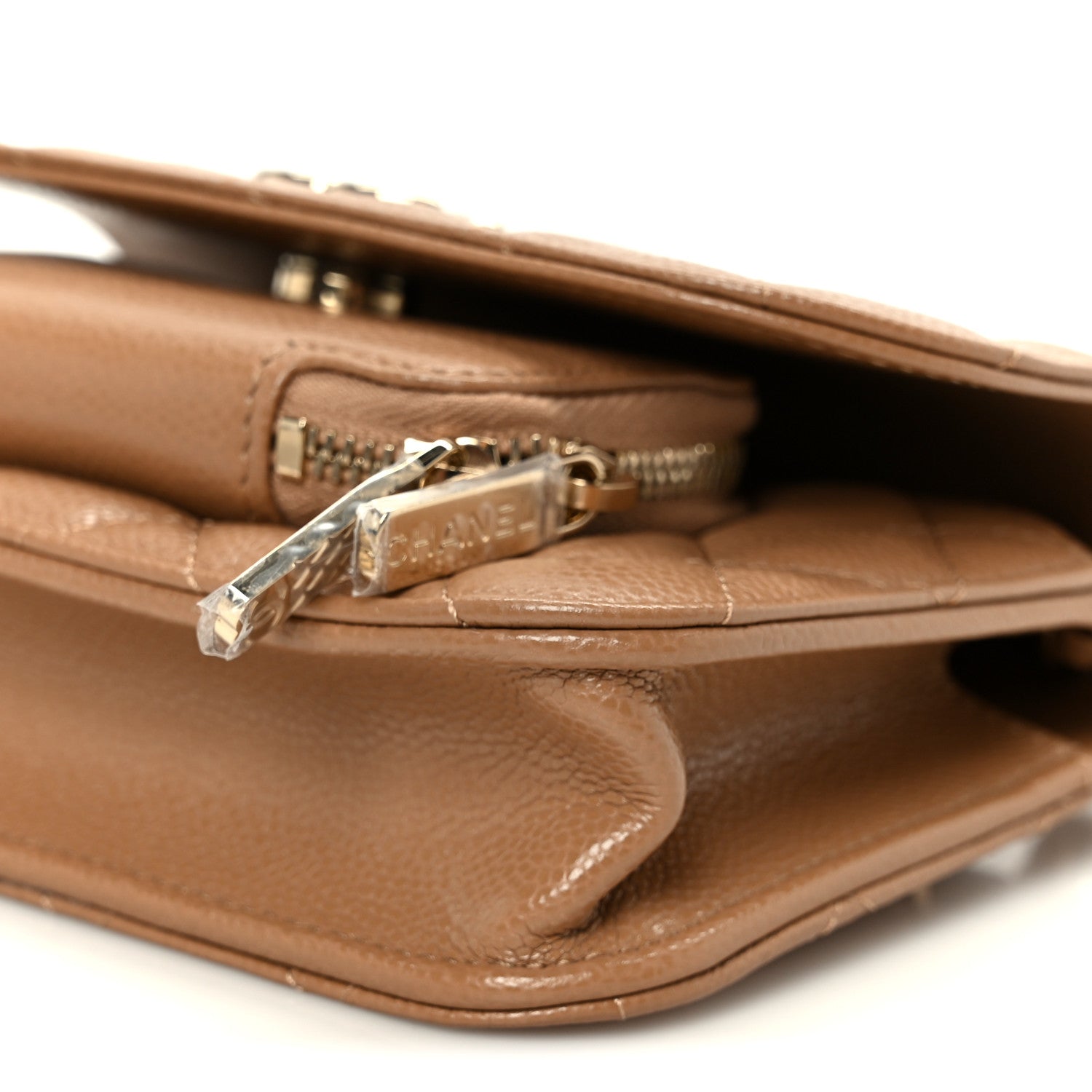 Chanel Caviar Quilted Business Affinity Clutch With Chain Flap Camel