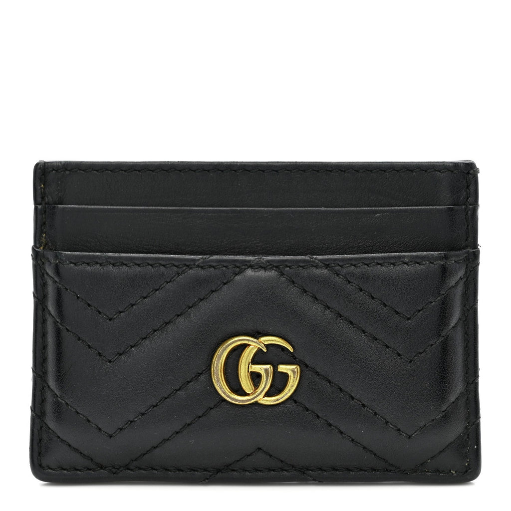 Gucci Calfskin Matelasse GG Marmont Card Holder Black