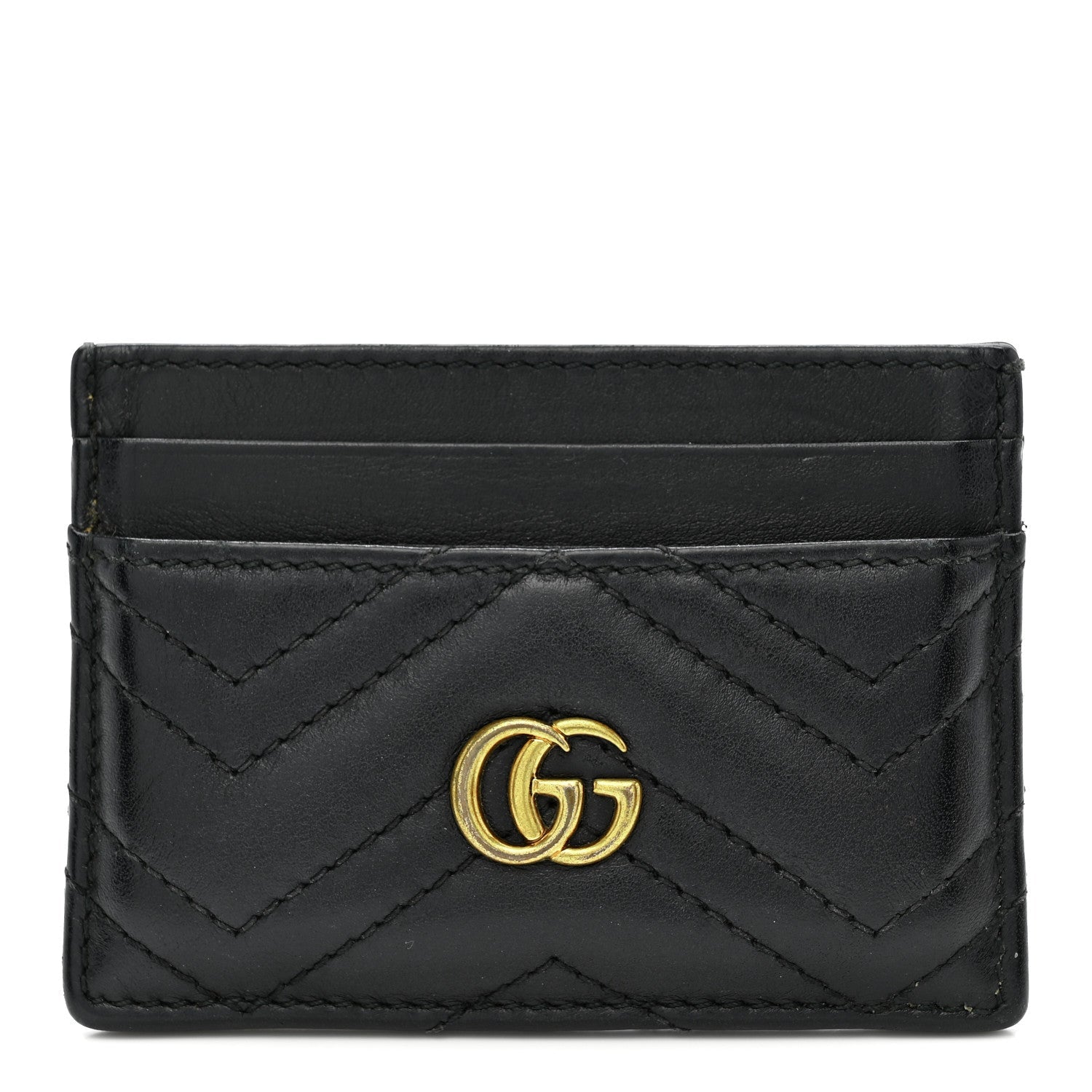 Gucci Calfskin Matelasse GG Marmont Card Holder Black