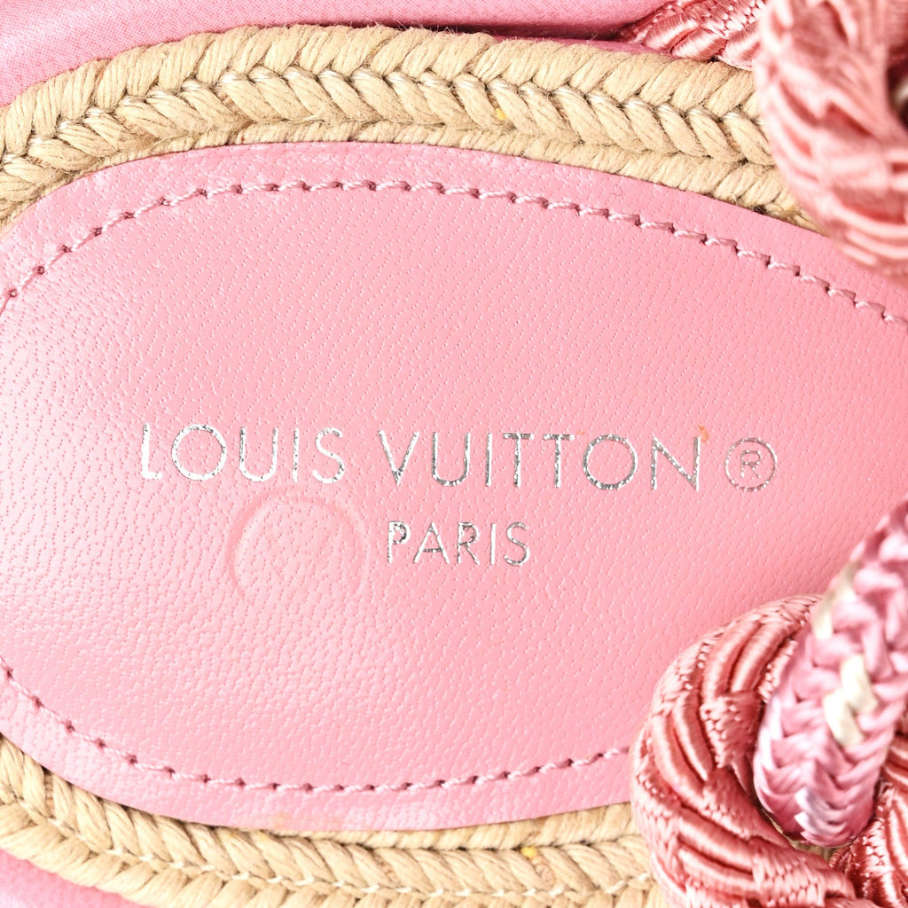Louis Vuitton Fabric Maia Rope Wedge Sandal 37.5 Rose Clair