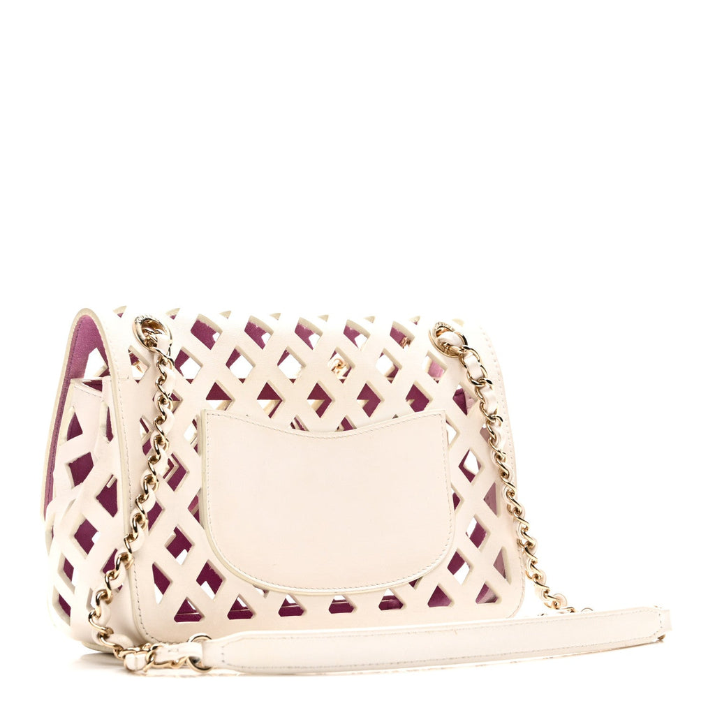 Chanel Lambskin Small Sea Through Flap White Multicolor
