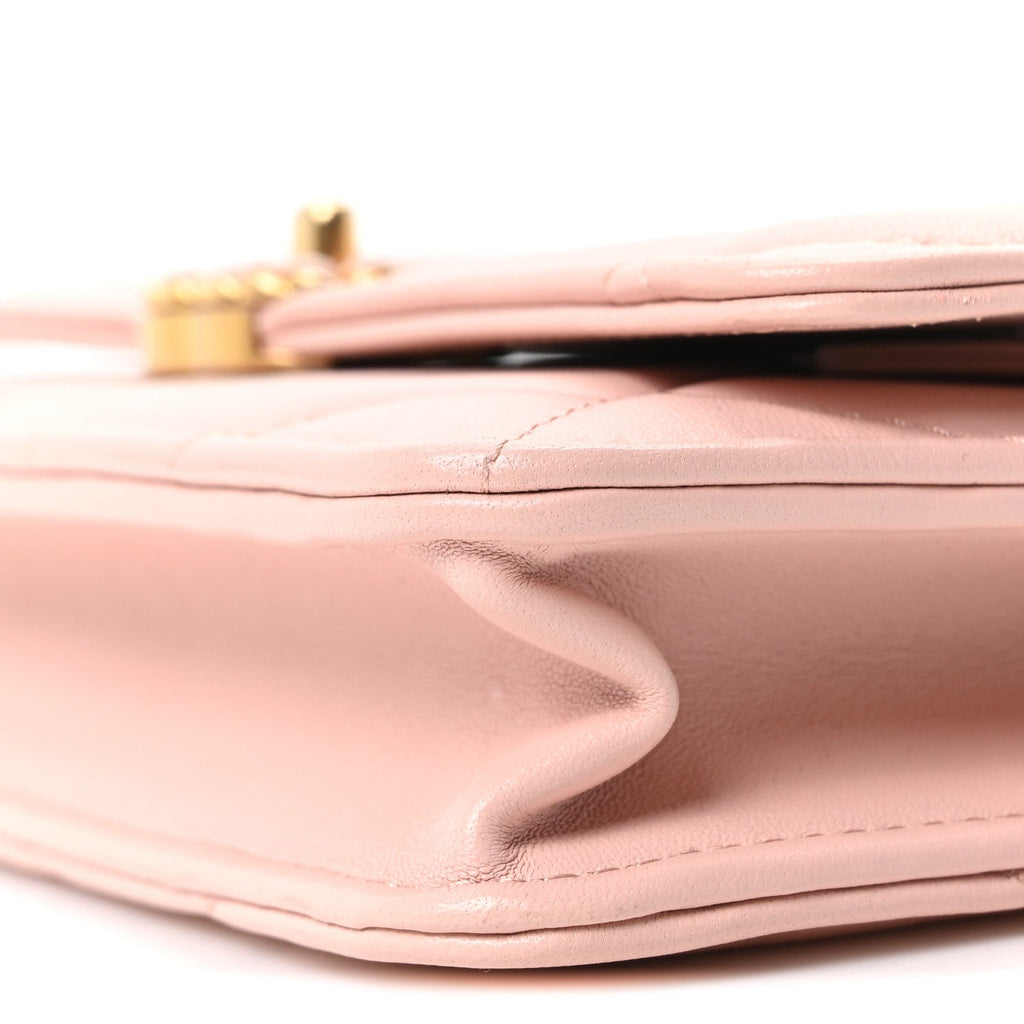Chanel Lambskin Quilted Chanel 19 Wallet On Chain WOC Light Pink