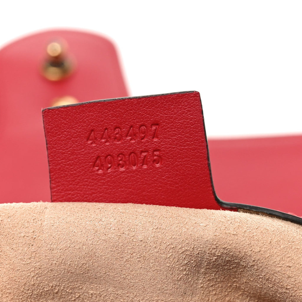 Gucci Calfskin Matelasse Small GG Marmont Shoulder Bag Hibiscus Red