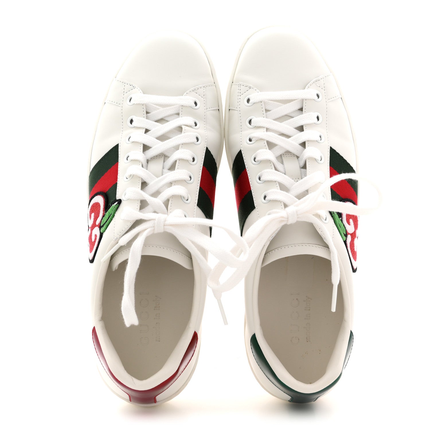 Gucci Calfskin Crocodile Web Mens Ace Sneakers 8 White Green