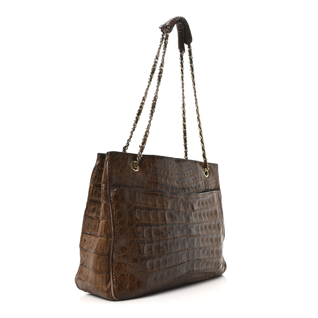 Chanel Alligator Shopping Tote Brown