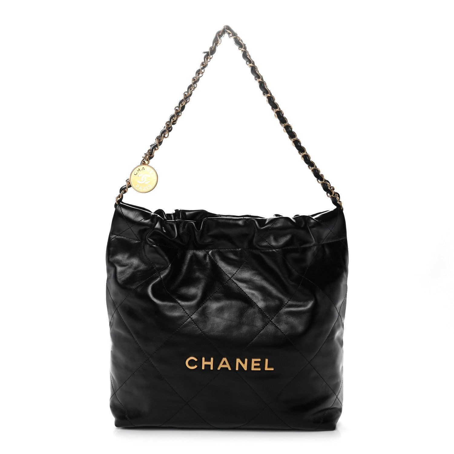 Chanel Shiny Calfskin Quilted Small Chanel 22 Black