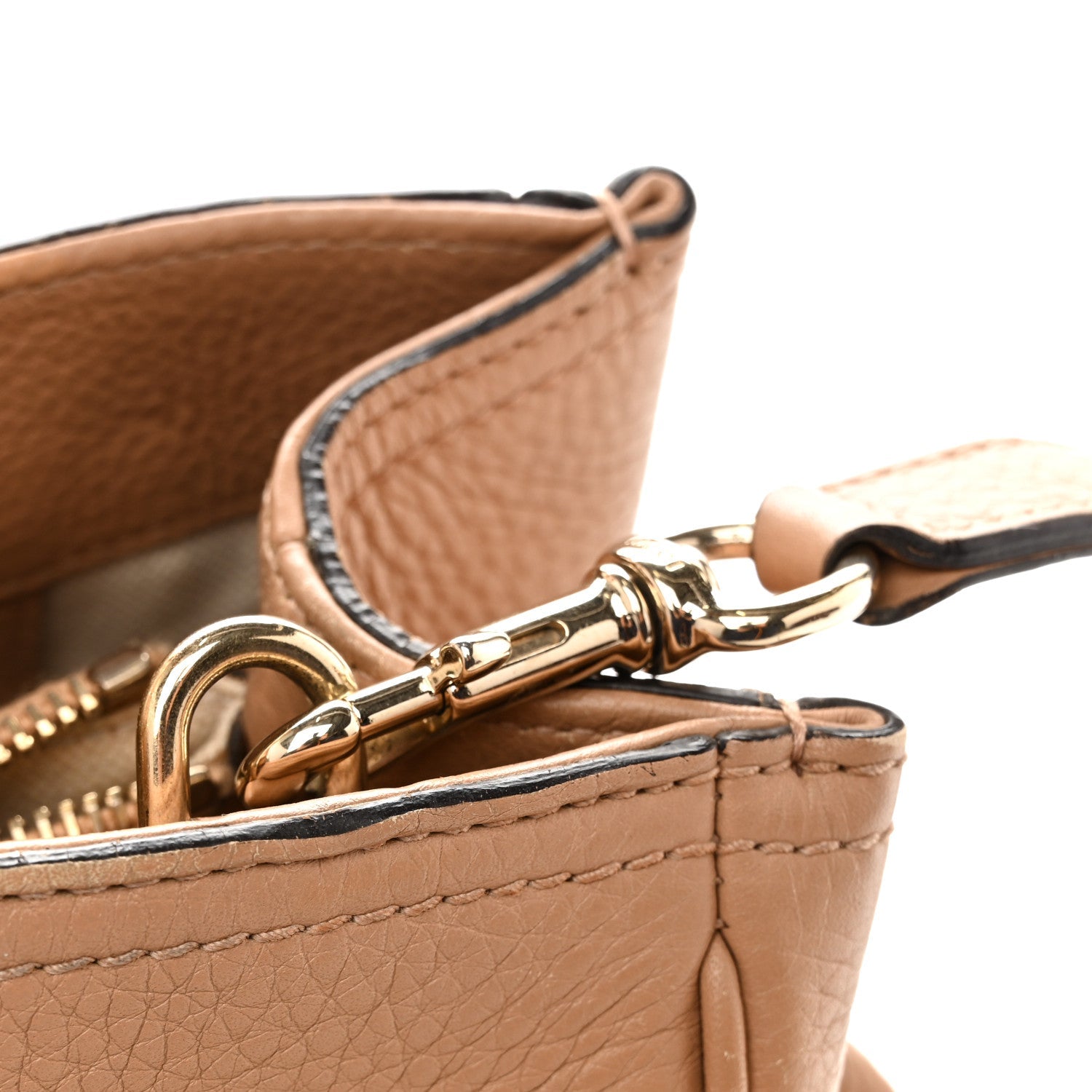 Gucci Pebbled Calfskin Medium Bamboo Shopper Tote Camelia