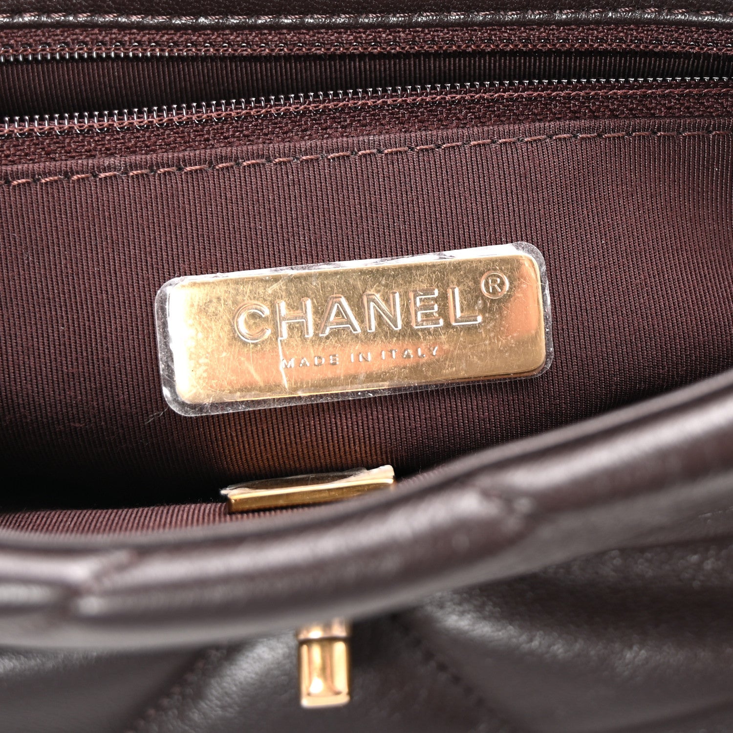 Chanel Lambskin Quilted Medium Chanel 19 Flap Dark Brown