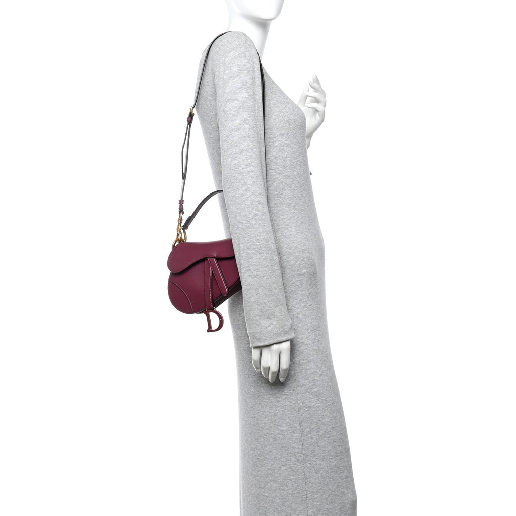 Christian Dior Supple Calfskin Mini Saddle Bag With Strap Purple