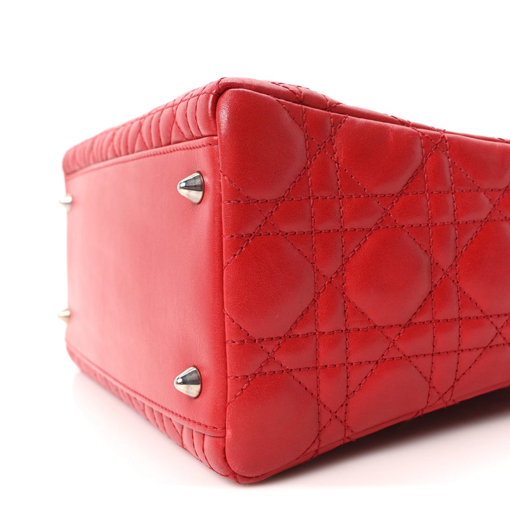 Christian Dior Lambskin Cannage Medium Lady Dior Red