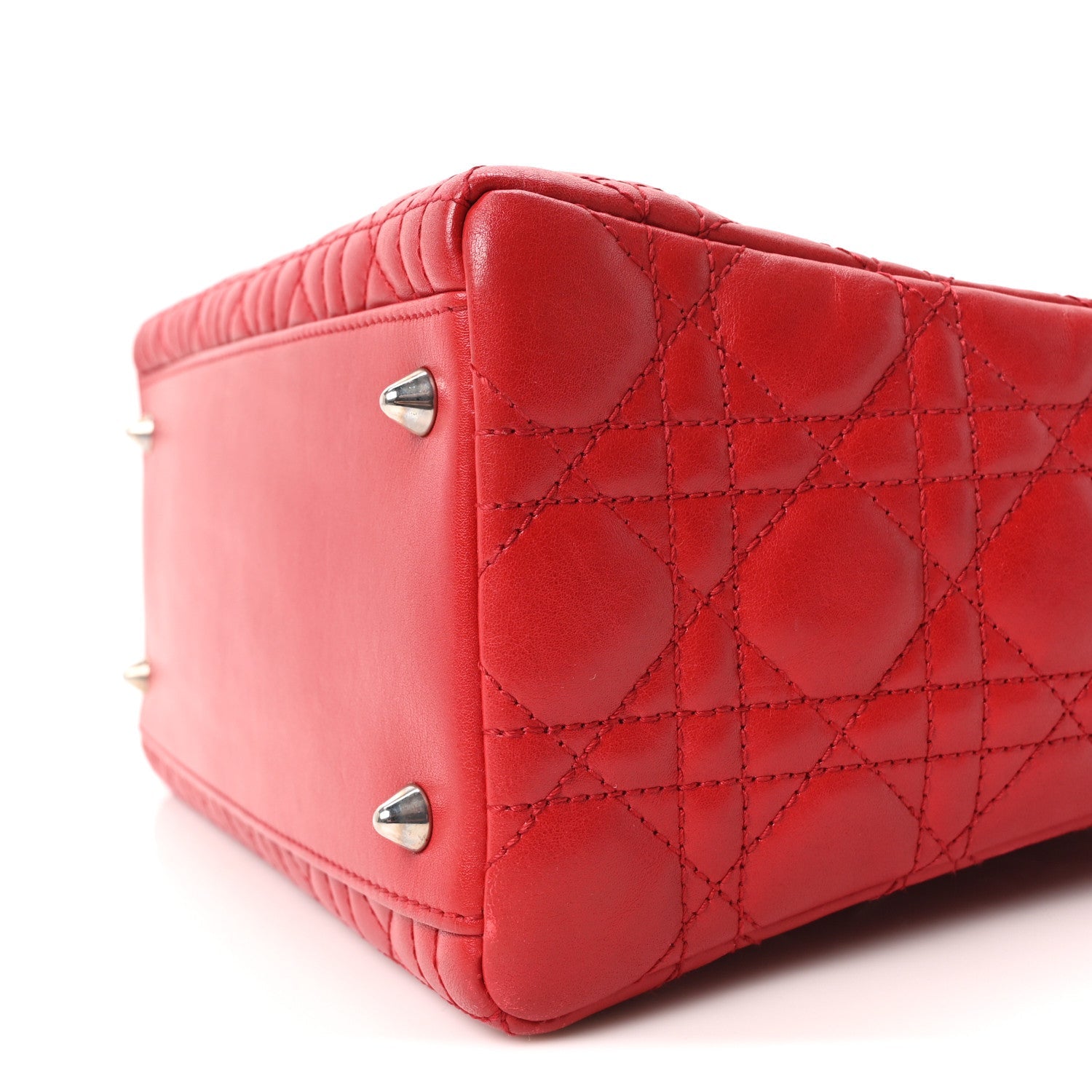 Christian Dior Lambskin Cannage Medium Lady Dior Red