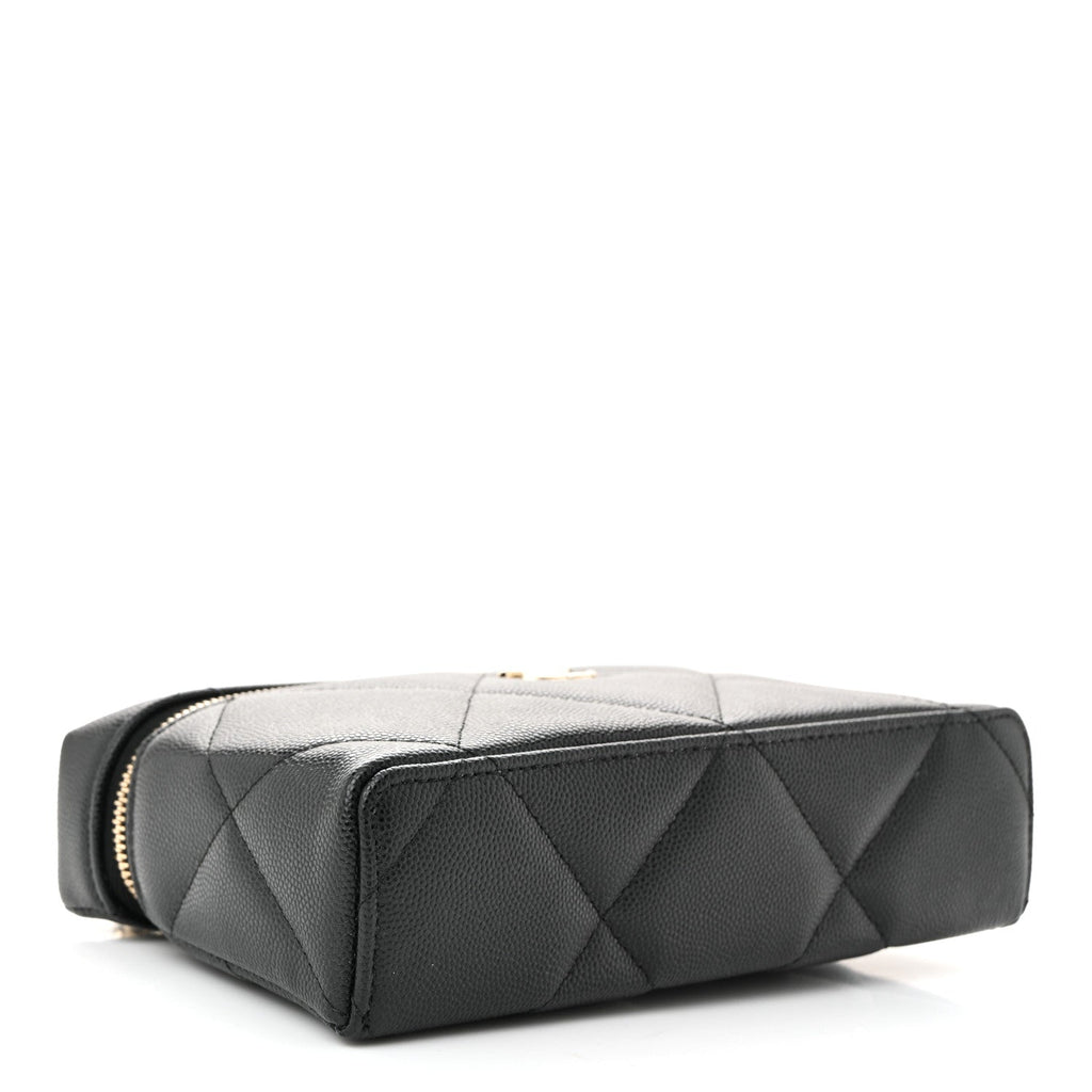 Chanel Caviar Quilted Top Handle Slim Vanity With Chain Black