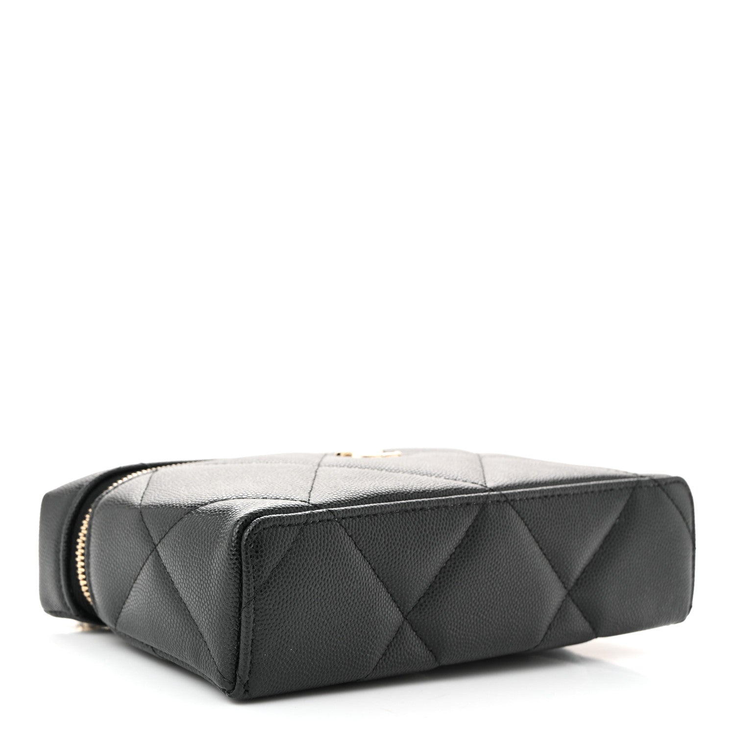 Chanel Caviar Quilted Top Handle Slim Vanity With Chain Black
