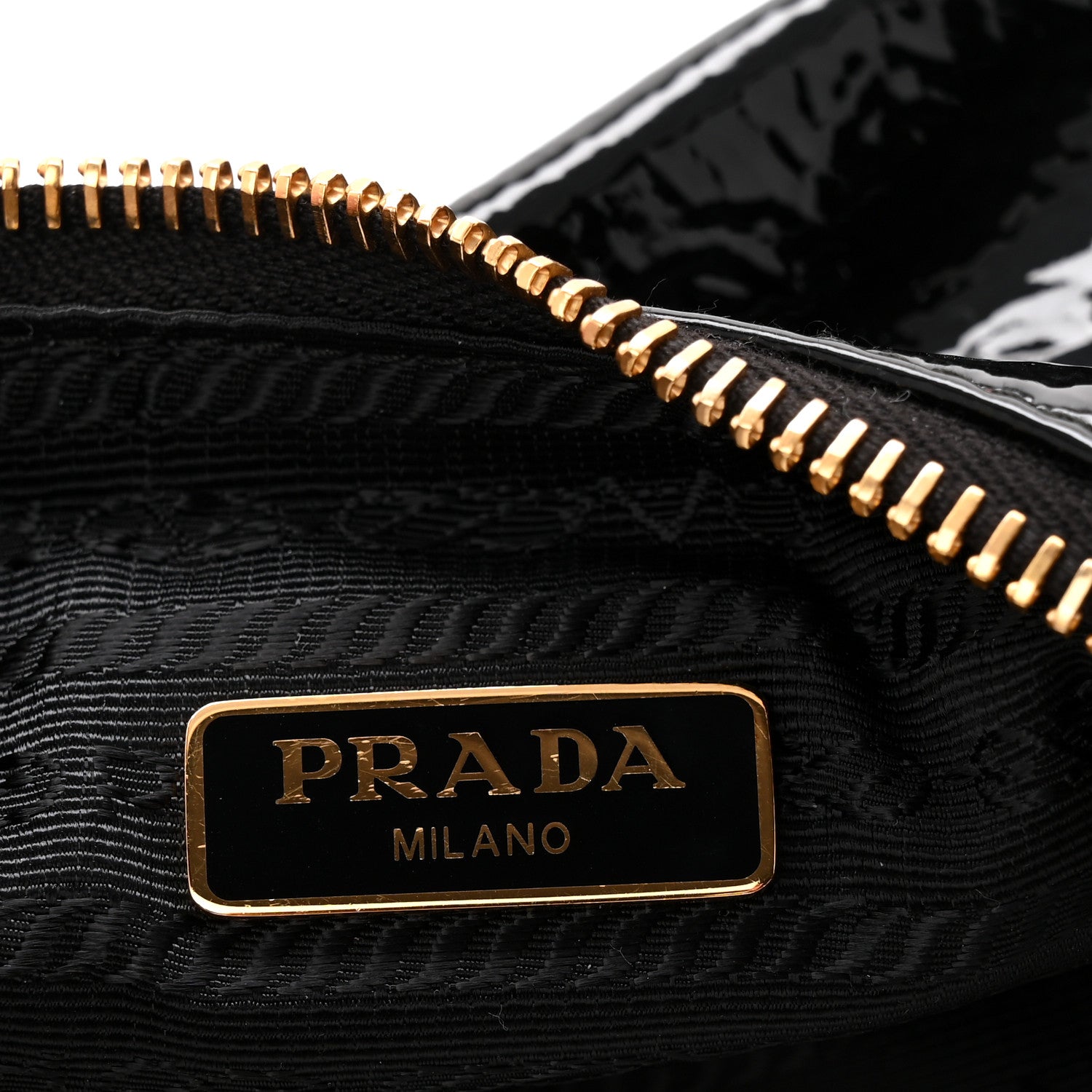 Prada Patent Naplak Re-Edition 2005 Shoulder Bag With Charm Black