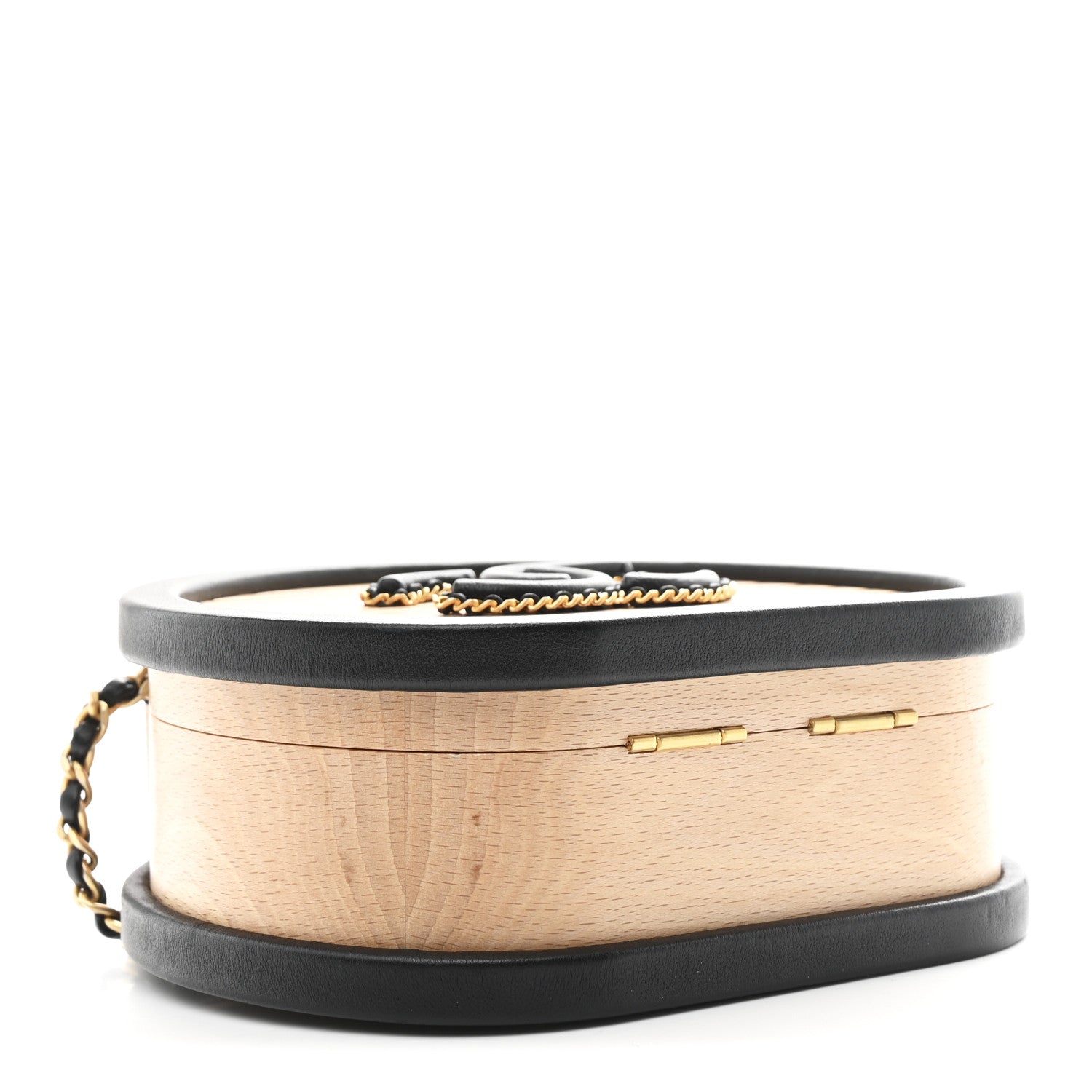 Chanel Beech Wood Lambskin Round CC Vanity Case Black