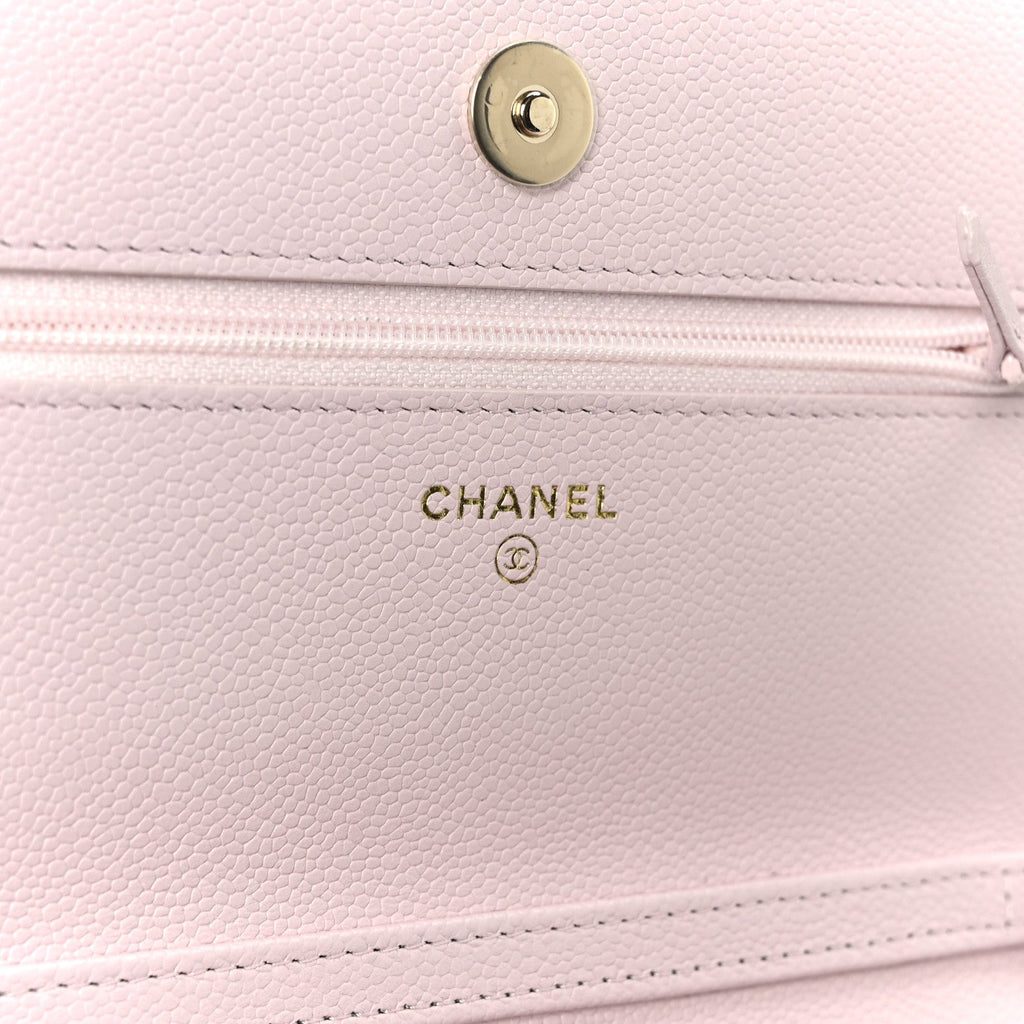 Chanel Caviar Quilted Tiny CC Wallet On Chain WOC Light Pink
