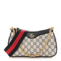 Gucci GG Supreme Monogram Textured Dollar Calfskin Web Small Ophidia GG Handbag Beige Blue