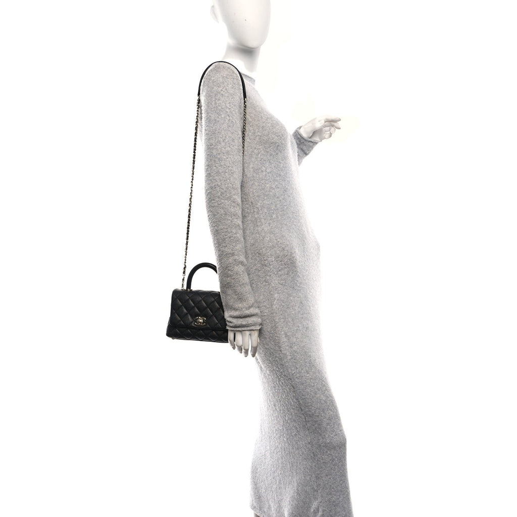 Chanel Caviar Quilted Extra Mini Coco Handle Flap Black