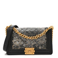 Chanel Metallic Crumpled Goatskin Medium Boy Flap Black Gold