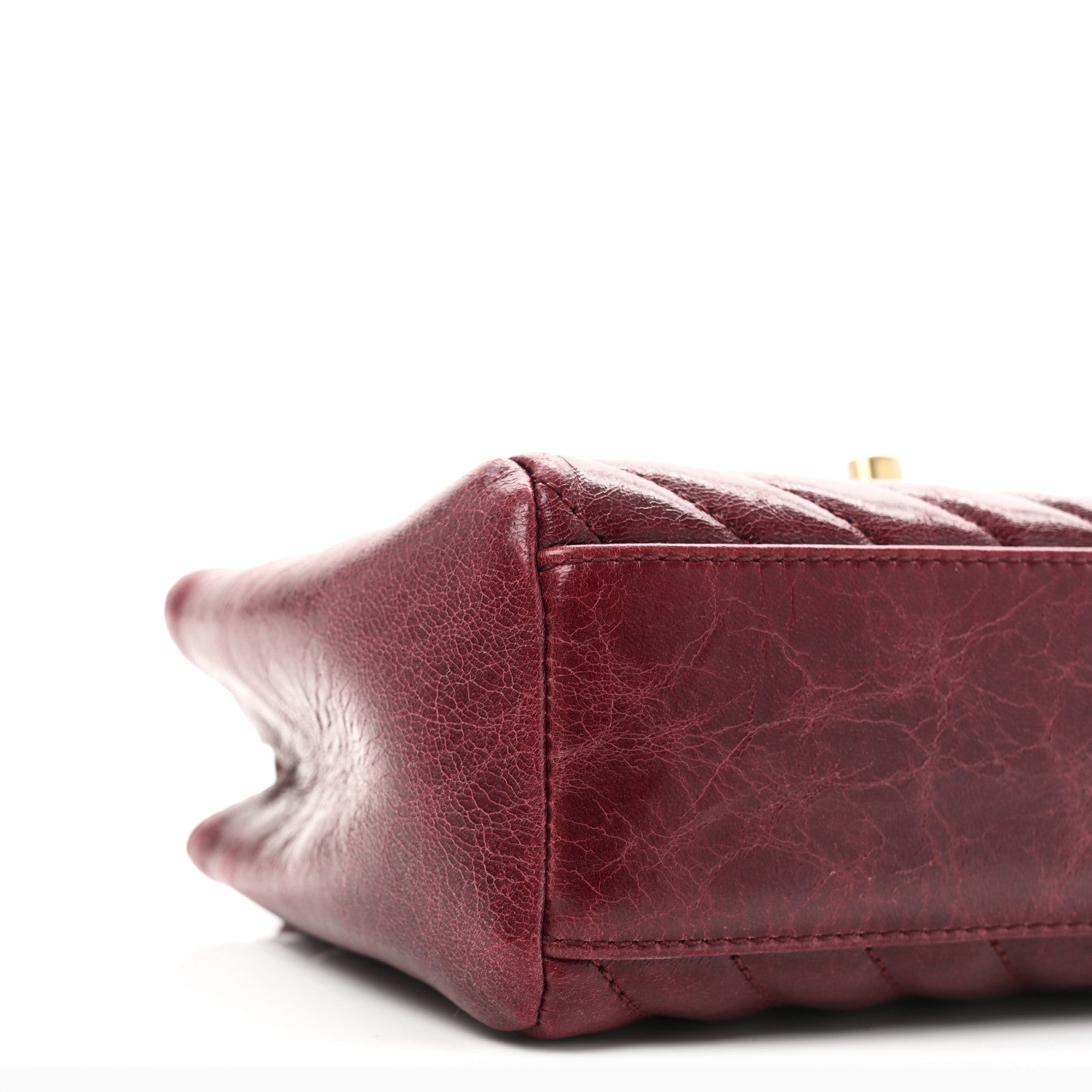 Chanel Glazed Calfskin Chevron Quilted Small Hampton Flap Burgundy