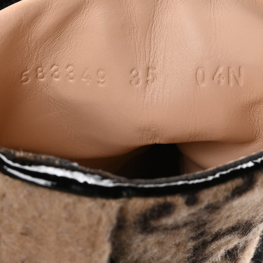 Gucci Covered Wool GG Monogram Womens Lace Up Combat Ankle Boots 35 Beige Ebony Black