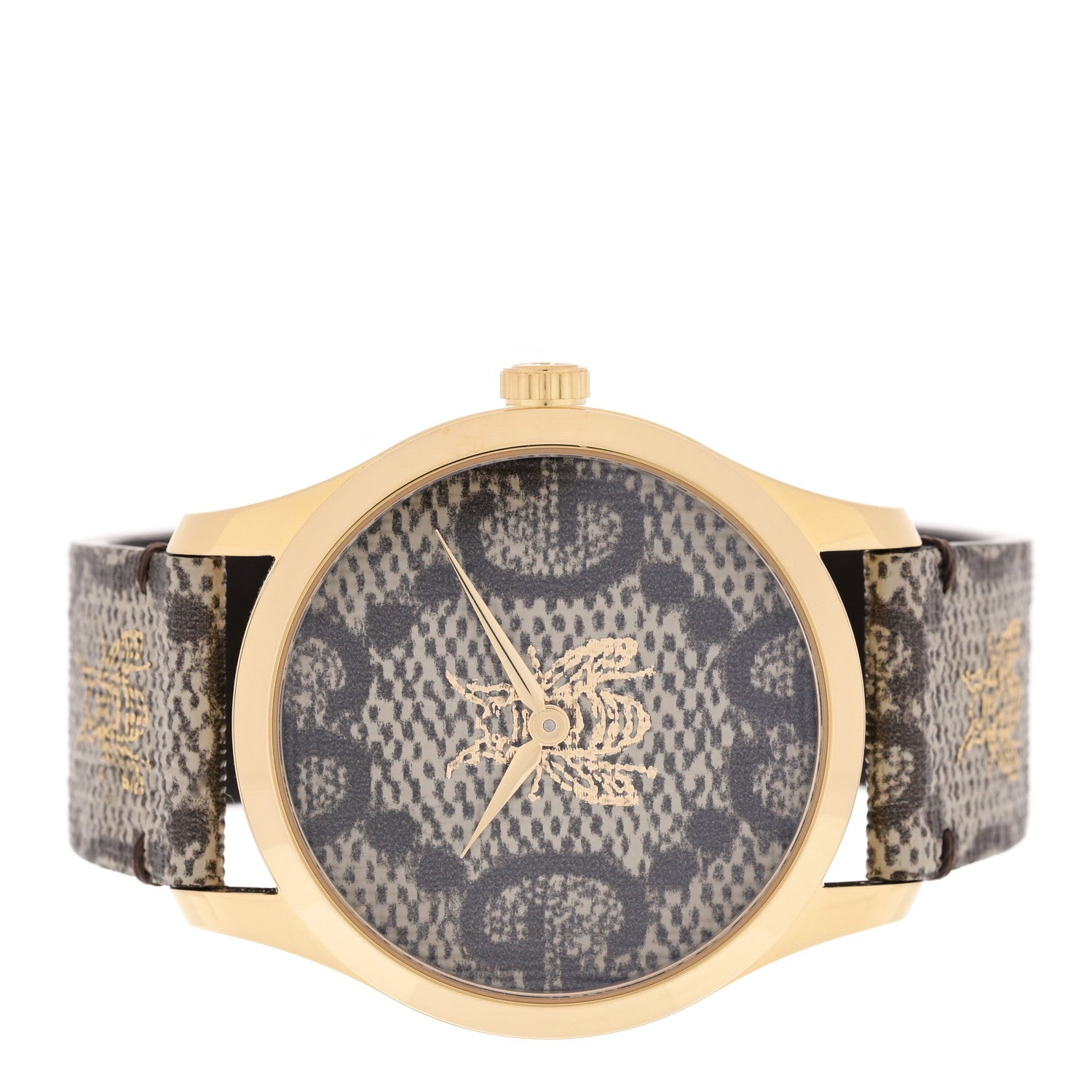 Gucci Stainless Steel Canvas 38mm G-Timeless GG Supreme Bee Quartz Watch Brown