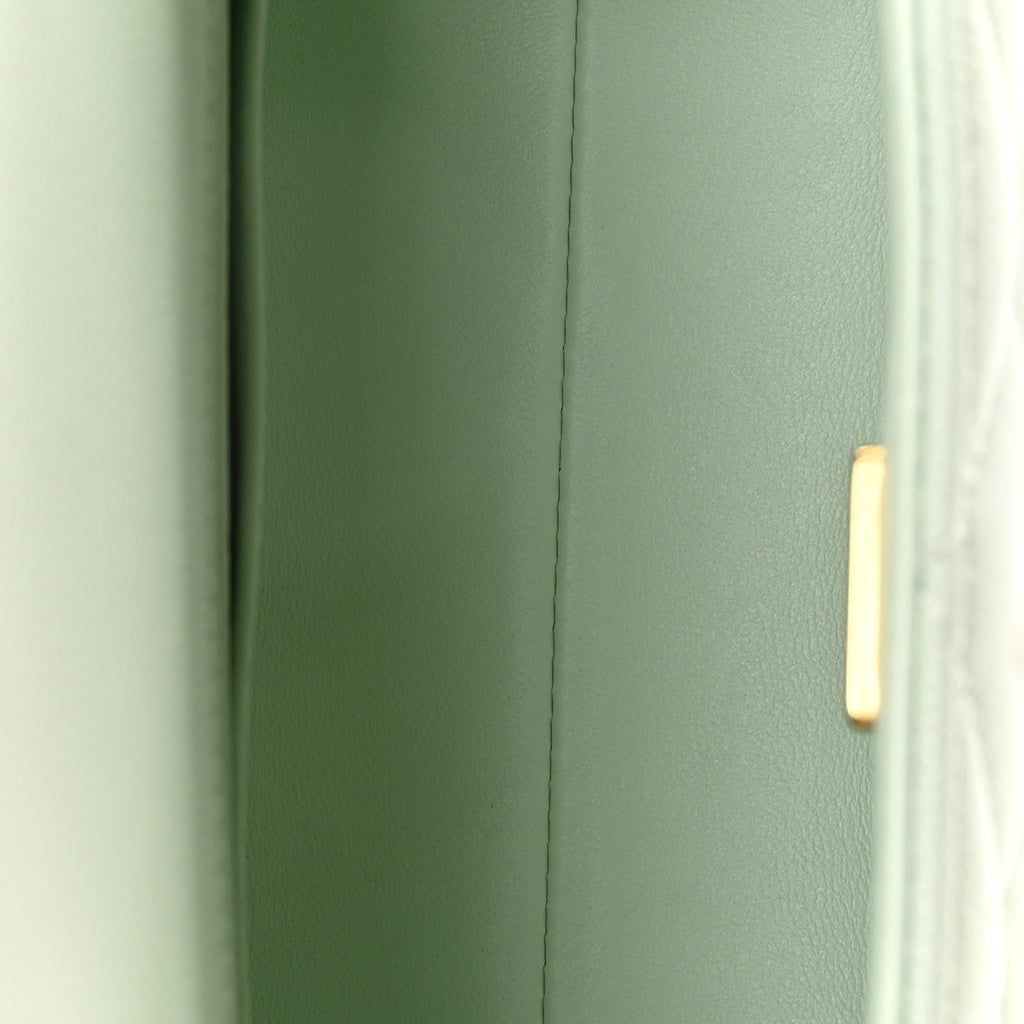 Chanel Caviar Quilted Retro Medium Twist Top Handle Clutch Light Green