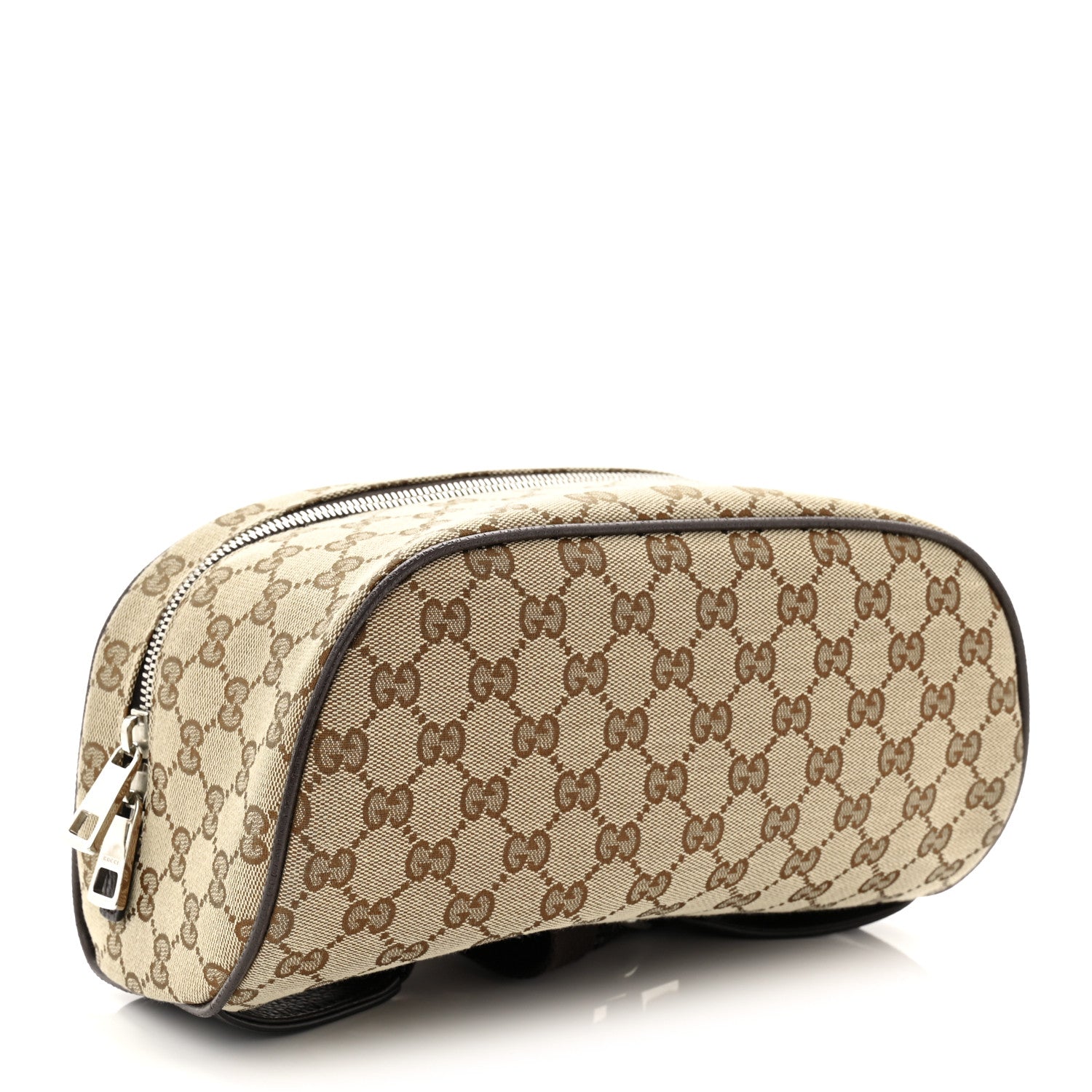 Gucci Monogram Dollar Calfskin Waist Pouch Beige Ebony Testa di Moro Marrone Scuro