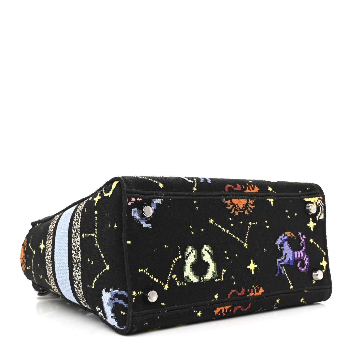 Christian Dior Canvas Pixel Zodiac Embroidered Medium Lady D-Lite Nero Multicolor
