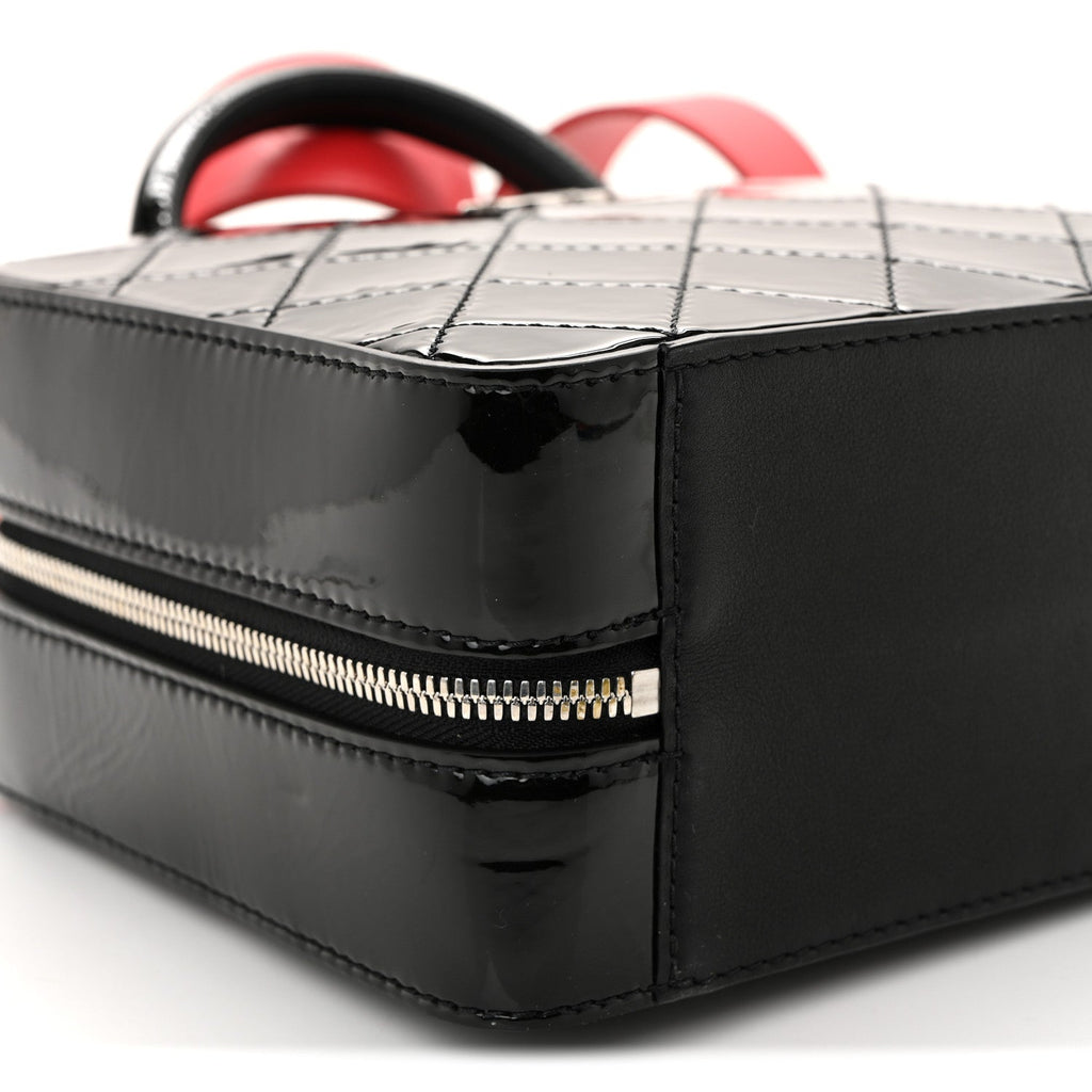 Chanel Patent Quilted Travel Kit Vanity Case Black