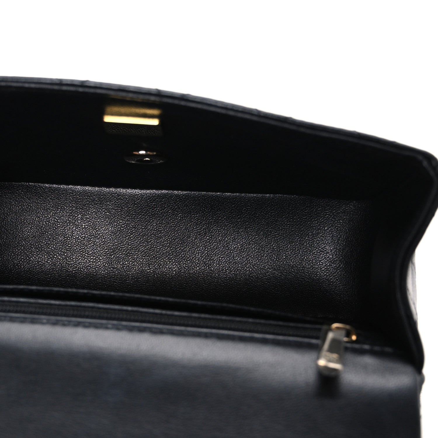 Chanel Lambskin Quilted Mini Top Handle Rectangular Flap Black