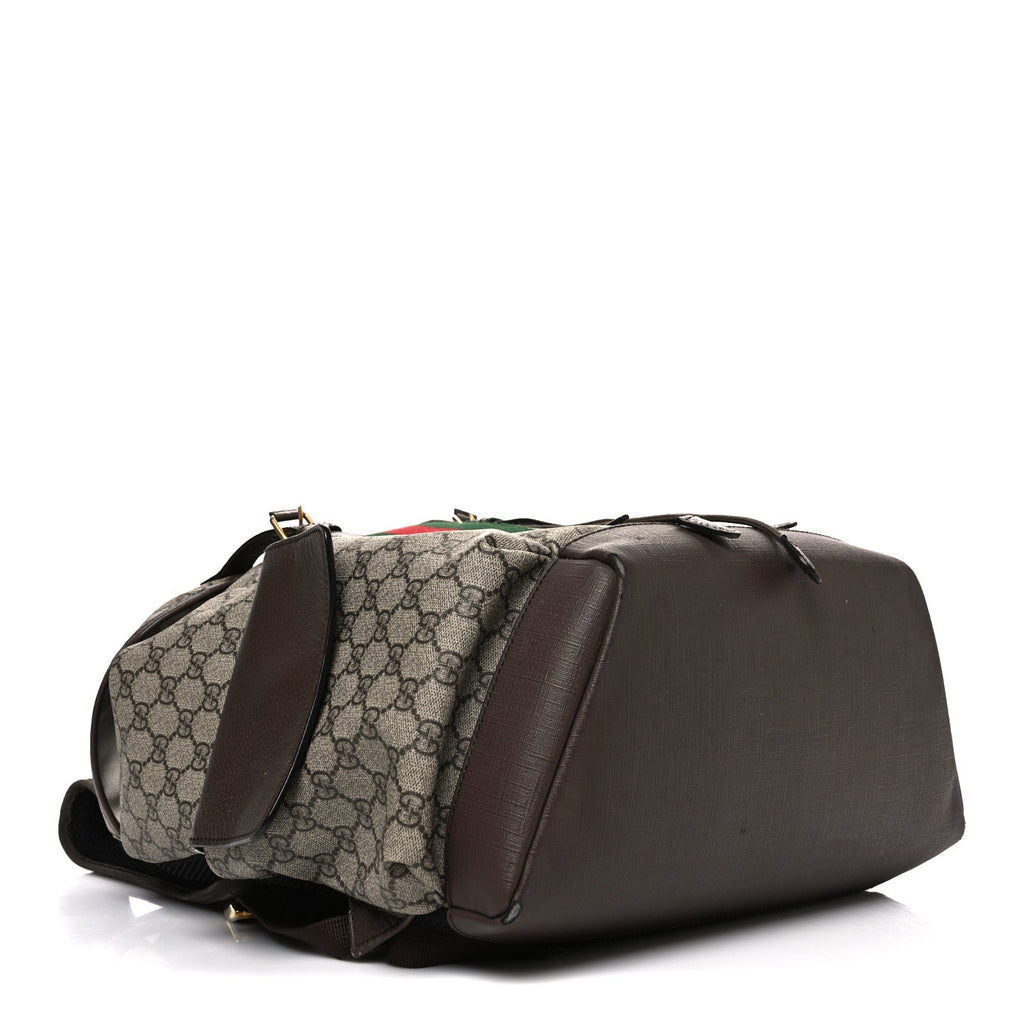 Gucci GG Supreme Monogram Medium Ophidia Double Buckle Backpack Brown