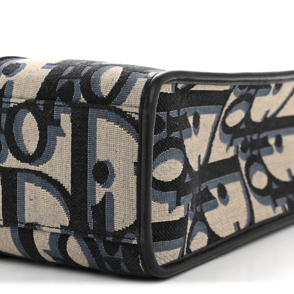 Christian Dior Maxi Oblique Jacquard East West Tote Beige Blue