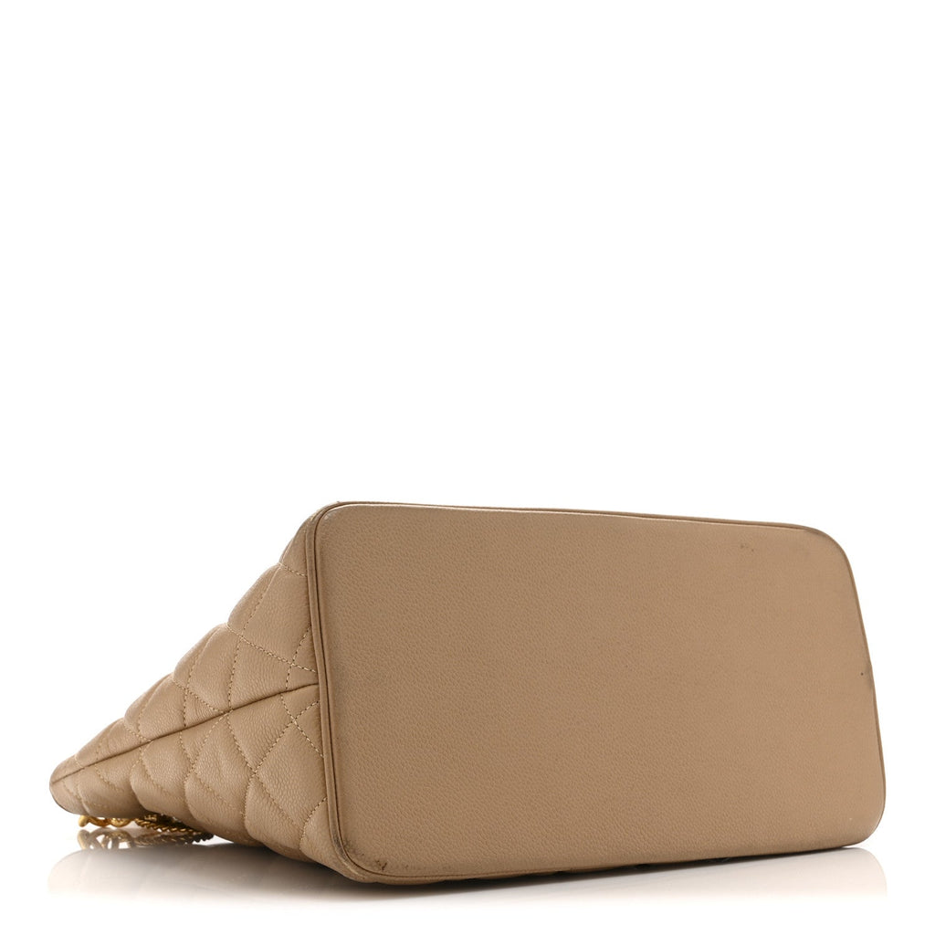 Chanel Caviar Quilted Medallion Tote Beige