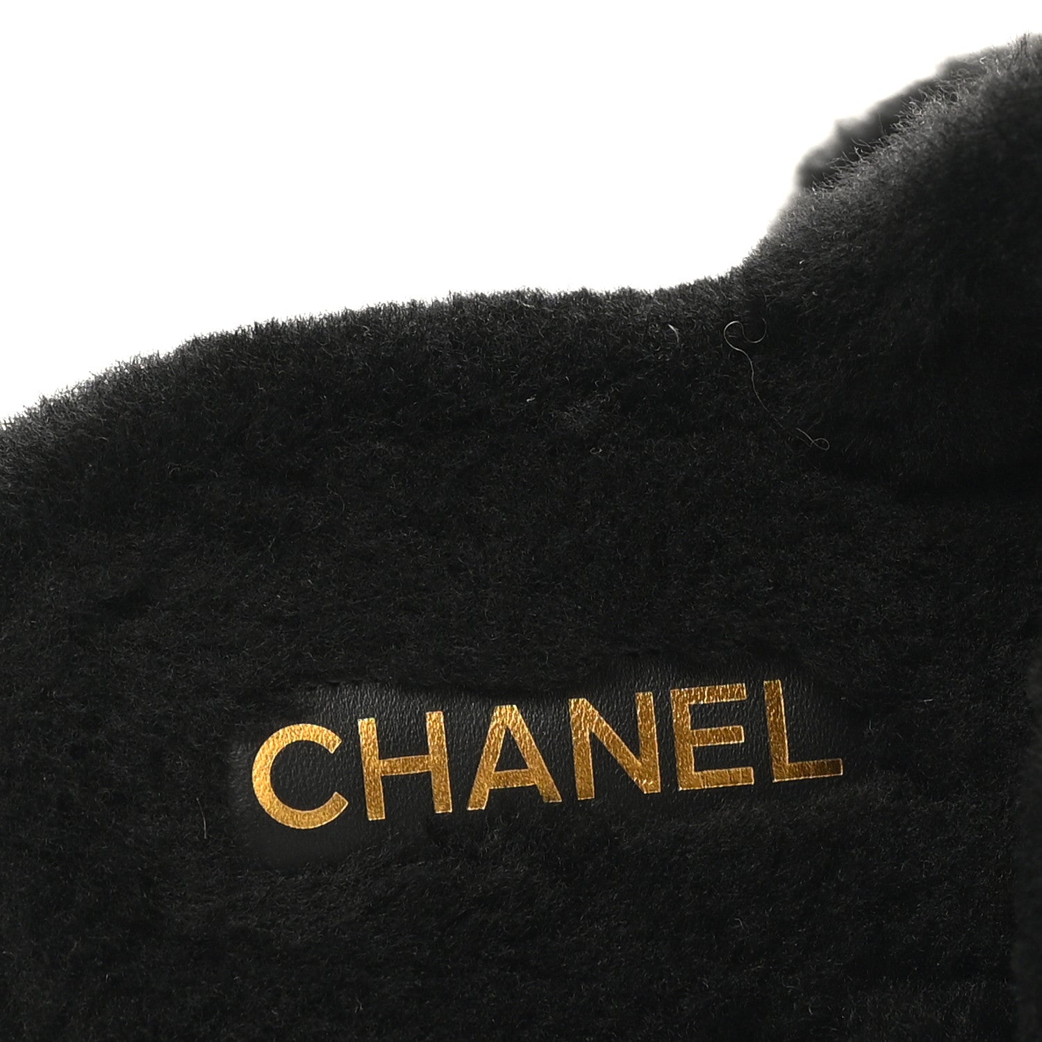 Chanel Shearling CC Flat Mules 36 Black