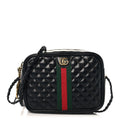 Gucci Calfskin Trapuntata Web Mini GG Shoulder Bag Black