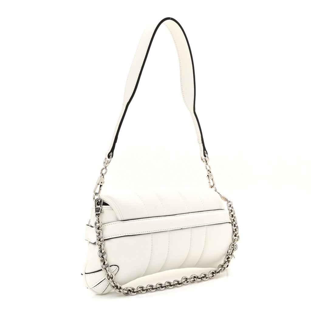 Gucci Nappa Vertical Matelasse Small Maxi Horsebit Chain Shoulder Bag Great White